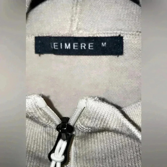 Leimere “Madewell” Bowery cream cashmere 1/2 zip drawstring long sleeve hoodie M - Picture 4 of 5